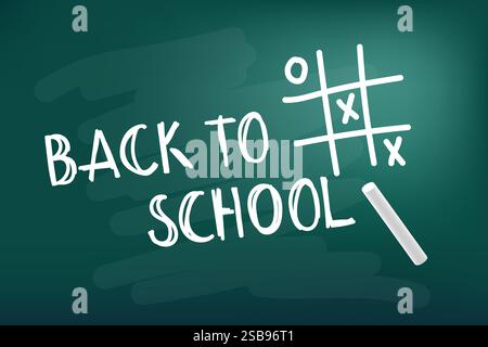 Formule e grafici trigonometrici su sfondo verde. Torna a scuola. Illustrazione Vettoriale