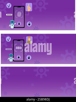 Autenticazione riconoscimento vocale sullo smartphone Illustrazione Vettoriale