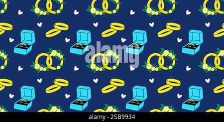 Anelli nuziali e motivo a corona floreale Illustrazione Vettoriale