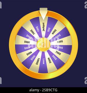 Illustrazione dorata della ruota della fortuna Illustrazione Vettoriale