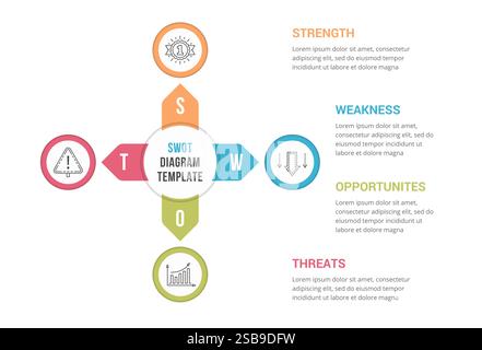 Analisi SWOT, modello infografico per Web, aziende, presentazioni, illustrazioni vettoriali eps10 Illustrazione Vettoriale