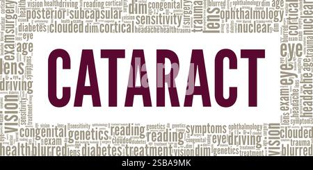 Progettazione concettuale di Word cloud cataratta isolata su sfondo bianco. Illustrazione Vettoriale