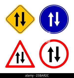 Cartello con due semafori. Illustrazione vettoriale. Illustrazione Vettoriale