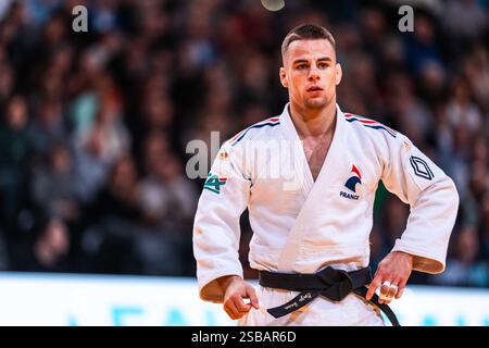 Enzo JEAN (fra) round di 16 menÂ's -60Kg durante il Paris Grand Slam 2025, evento IJF Judo il 1° febbraio 2025 all'Accor Arena di Parigi, Francia Foto Stock
