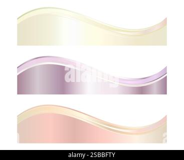 Modello divisore carta intestata a colori tenui pastello, set di illustrazioni piè di pagina Business Separator con onde Illustrazione Vettoriale