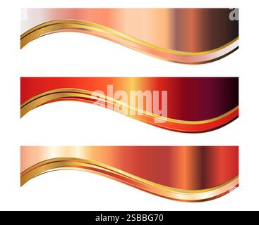 Set modello divisore intestazione carta intestata rossa, rosa e oro Illustrazione Vettoriale