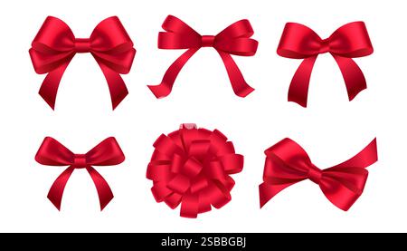 Set di bocce in raso vettoriale realistico per la decorazione Illustrazione Vettoriale