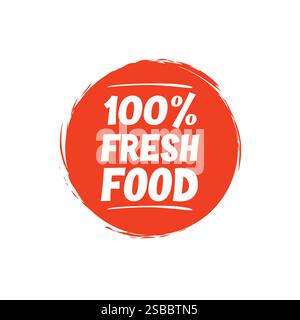 Vettore del timbro 100% per alimenti freschi Illustrazione Vettoriale