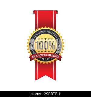 Garanzia di soddisfazione 100% del marchio di qualità, design del badge di fiducia Illustrazione Vettoriale