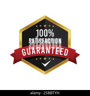 Garanzia di soddisfazione 100% del marchio di qualità, design del badge di fiducia Illustrazione Vettoriale