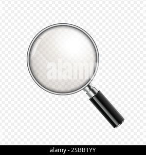 Lente di ingrandimento, con gradiente Mesh, isolato su sfondo trasparente, con gradiente Mesh, illustrazione vettoriale Illustrazione Vettoriale