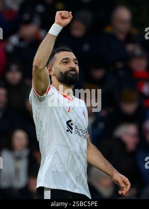 Bournemouth, Regno Unito. 1 febbraio 2025. Bournemouth Bournemouth, Inghilterra, 1 febbraio 2025: Mohamed Salah del Liverpool celebra il secondo gol della sua squadra durante la partita di calcio di Premier League tra Bournemouth e Liverpool al Vitality Stadium di Bournemouth, Inghilterra. (David Horton/SPP) (David Horton/SPP) credito: SPP Sport Press Photo. /Alamy Live News Foto Stock