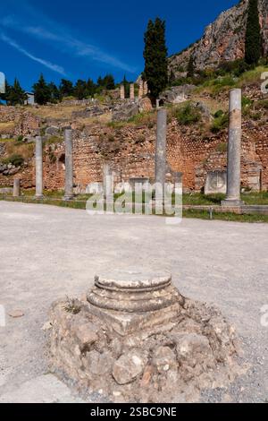Agora Romana nel sito archeologico di Delfi Foto Stock
