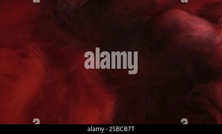 Fumo mistico. Smog rosso. Riflessi atmosferici di acquerelli in liquido. I riccioli di vernice velo scorrono in modo uniforme su fondo d'acqua astratto sfocato. Foto Stock