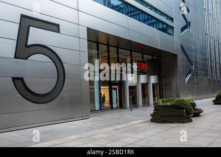 UBS 5 Broadgate nella città di Londra - i nuovi uffici di UBS, progettato dagli architetti rendono Ken Shuttleworth e aperto nel 2016 Foto Stock