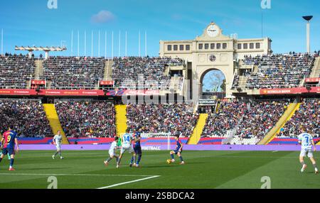 Barcellona, ESP. 2 febbraio 2025. FC BARCELONA VS DEPORTIVO ALAVES. 2 febbraio 2025 Vista generale durante la partita tra FC Barcelona e Deportivo Alaves, corrispondente alla ventidue giorni di la Liga EA Sports allo Stadio Olimpico Lluis Companys di Montjuic a Barcellona, Spagna. Crediti: Rosdemora/Alamy Live News Foto Stock