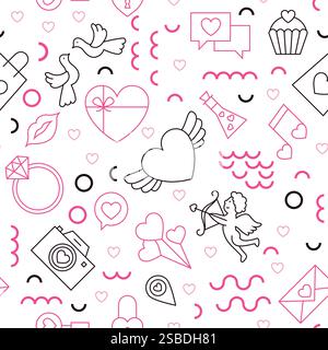 Motivo bianco per San Valentino senza cuciture Illustrazione Vettoriale