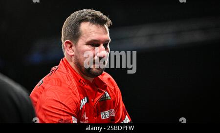 MK Arena, Milton Keynes, Regno Unito. 2 febbraio 2025. 2025 PDC Winmau Darts Masters 4° giorno; Jonny Clayton Credit: Action Plus Sports/Alamy Live News Foto Stock