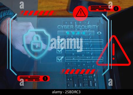 Il concetto prevede la manutenzione del sistema, la garanzia della sicurezza, la protezione dai virus, la prevenzione dei tentativi di hacking di accedere a informazioni critiche. IT inc Foto Stock