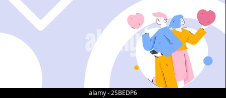 Felice San Valentino concetto vettoriale di carattere piatto immagine business disegnata a mano Illustrazione Vettoriale