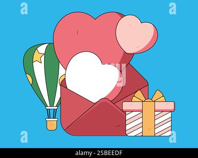 Felice San Valentino concetto vettoriale di carattere piatto immagine business disegnata a mano Illustrazione Vettoriale