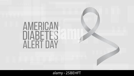 Concetto americano di giorno di allerta del diabete. Modello di banner con nastro grigio e testo. Illustrazione vettoriale. Illustrazione Vettoriale