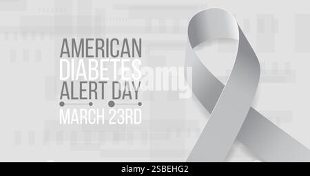 Concetto americano di giorno di allerta del diabete. Modello di banner con nastro grigio e testo. Illustrazione vettoriale. Illustrazione Vettoriale