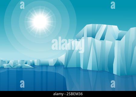 splendido paesaggio glaciale artico con sfondo in pendenza Illustrazione Vettoriale