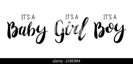 Testo per feste di genere per festività e gioia. Baby shower, compleanno, anniversario. Illustrazione vettoriale. Sfondo isolato. Illustrazione Vettoriale