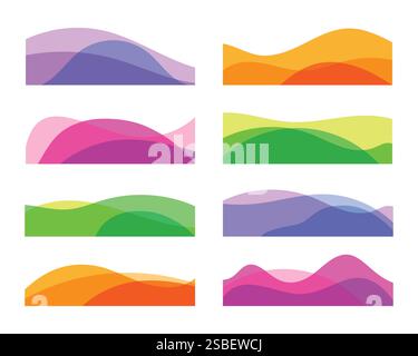Serie di banner con linee ondulate Illustrazione Vettoriale
