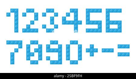 I coloratissimi numeri e i simboli di colore blu brillante ispirati sono ideali per attività didattiche coinvolgenti e divertenti Illustrazione Vettoriale