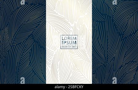 Set vettoriale di foglie art deco, design floreale linea oro di lusso, etichette, loghi floreali, ornamenti. Vino elegante, pacchetto, pacchetto regalo Illustrazione Vettoriale