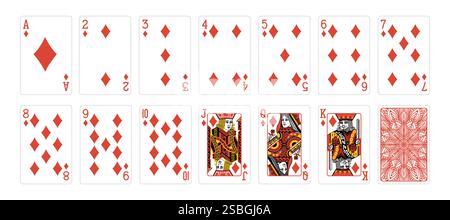 Set di carte da poker con sfondo bianco isolato. Poker che gioca a carte Illustrazione Vettoriale
