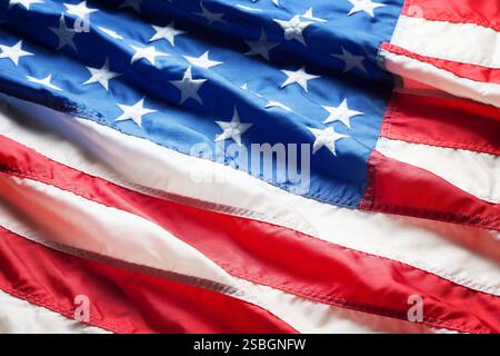 Primo piano bandiera americana, tiro in studio. Foto Stock