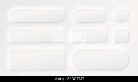 Pulsante cornice, set di colori bianchi, messaggio etichetta minimo. Vettore Illustrazione Vettoriale