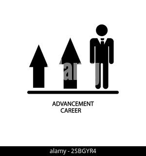 Icona di linea sottile avanzamento di carriera, segno, simbolo, illusione, vettore concettuale lineare Illustrazione Vettoriale