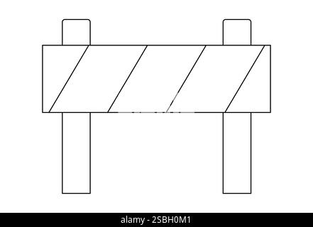 Cartello di blocco stradale, icona di protezione, simbolo. Recinzione di confine, equipaggiamento. sistema di sicurezza. Barriera stradale. Illustrazione vettoriale Illustrazione Vettoriale