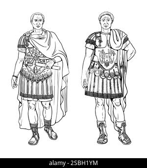 Personaggi famosi della storia antica: Giulio Cesare e Pompeo. Due generali e grandi personalità del mondo antico. Foto Stock