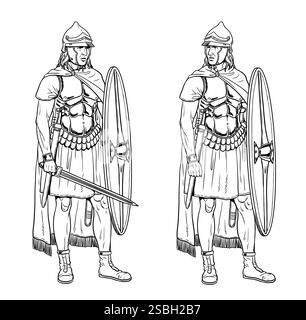 Legionari romani prima della battaglia. Disegno storico. Foto Stock
