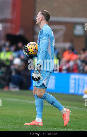 Nottingham, Regno Unito. 1 febbraio 2025. Nottingham, Inghilterra, 1 febbraio 2024: Matz Sels di Nottingham Forest durante la partita di calcio di Premier League 2024/25 tra Nottingham Forest FC e Brighton & Hove Albion FC al City Ground di Nottingham, Inghilterra. (Paul Bonser/SPP) credito: SPP Sport Press Photo. /Alamy Live News Foto Stock