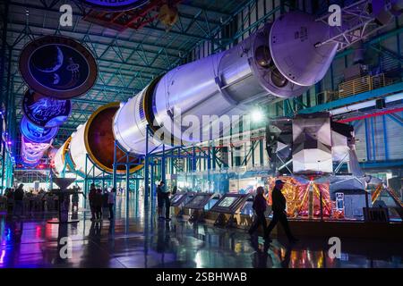 Cape Canaveral, Florida, USA - 13 GENNAIO 2025: Apollo/Saturn V del complesso al Kennedy Space Center, Florida Foto Stock