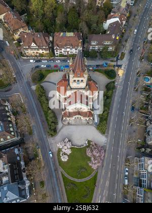 Immagine aerea della chiesa di San Paolo (Pauluskirche) nella città vecchia della città svizzera di Basilea. Foto Stock