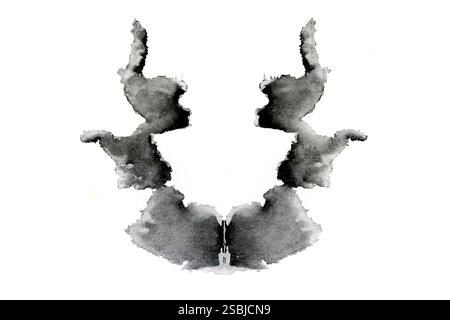 Settima carta presente nel test di Rorschach, un test psicologico sviluppato negli anni '1920 in cui le percezioni e le risposte di un paziente a una serie di macchie di inchiostro astratte vengono registrate e analizzate da uno psicologo. Foto Stock