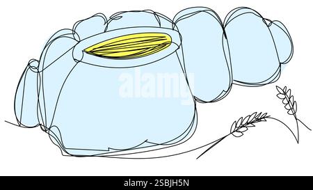 Sacchi di grana una linea su sfondo bianco. Illustrazione Vettoriale