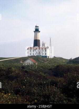 Faro a Montauk, Long Island, New York, costruito tra il 1970 e il 1990. Fotografia di Bernard Gotfryd. Foto Stock