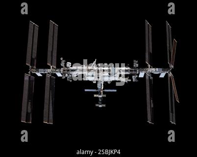 Stazione spaziale Internazionale. Si tratta di un insieme di immagini catturate dalla capsula Crew Dragon Endeavor dopo che è stata sganciata dalla stazione spaziale l'8 novembre 2021. Foto Stock