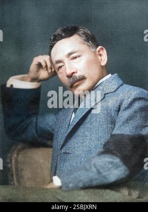 Natsume Soseki (1867-1916), nata Natsume Kin'nosuke, è stata una scrittrice giapponese. Fatto il 13 settembre 1912, il giorno del funerale dell'imperatore Meiji. Colorato. Foto Stock