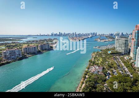 Vista aerea della splendida South Miami Beach in Florida Foto Stock