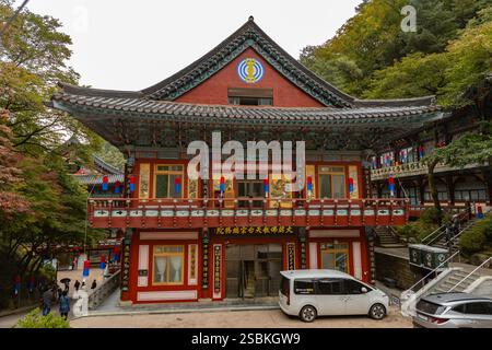Dettagli del Monastero di Guinsa e del Tempio nella Contea di Danyang, Corea del Sud Foto Stock
