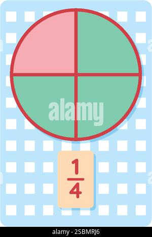 Illustrazione di un cerchio diviso in frazioni Illustrazione Vettoriale